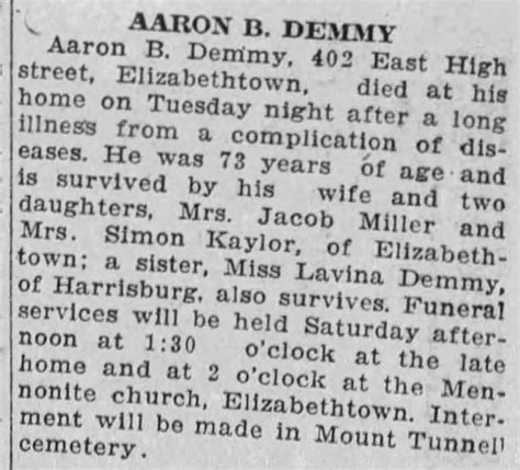 Aaron Brandt Demmy 1850 1923 Find A Grave Memorial