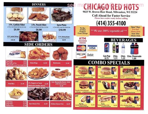 Menu At Chicago Red Hot Restaurant Milwaukee