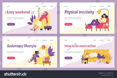 Vektor Stok Sedentary Lifestyle Physical Inactivity Problems Concept