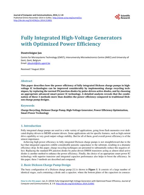 Pdf Fully Integrated High Voltage Generators With Optimized Power Efficiency