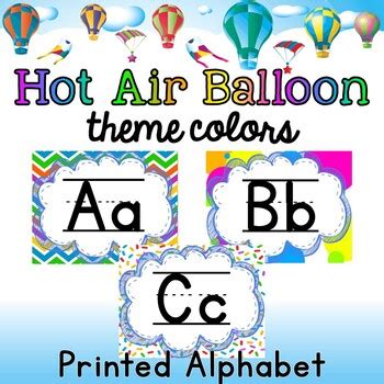 Print Alphabet Mini Posters HOT AIR BALLOON COLORS Themed TpT