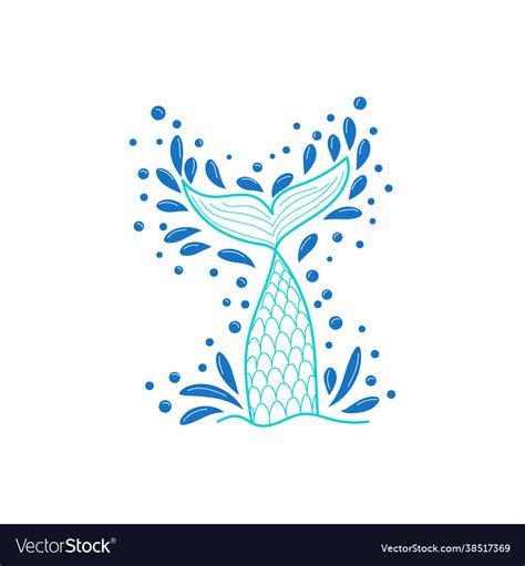 Hand Drawn Silhouette Mermaids Tail Isolated Vector Image