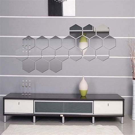 Купить Шестиугольные трехмерные зеркальные наклейки на стену ...