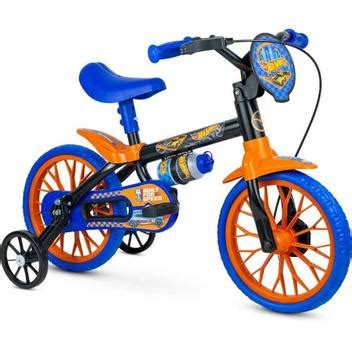 Bicicleta Aro Infantil Azul Preto E Laranja Hot Wheels Meninos Nathor Bicicleta Infantil