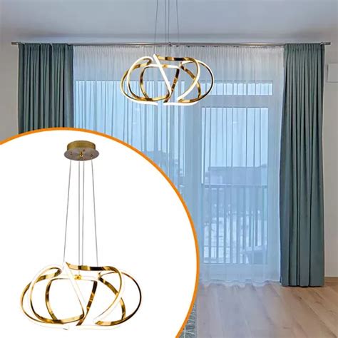 Lustre Moderno Pendente Teto Dourado Ondas Minimalistas Space Countour