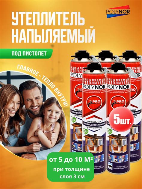 Полинор Напыляемый утеплитель в баллонах, пена утеплитель 5 шт ...