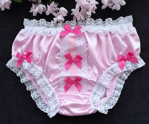 Baby Pink Satin Bikini Panties Gingham Trim Sissy Knickers Etsy