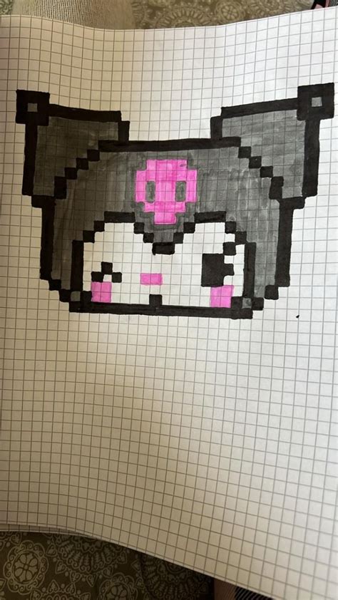 Pixel Kuromi In Pixel Art Design Easy Pixel Art Pixel Drawing