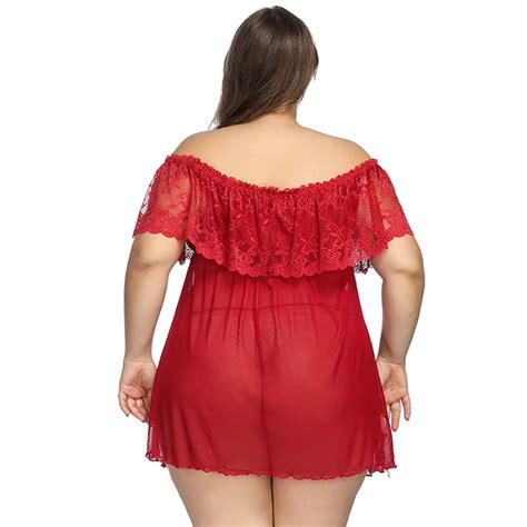 Wholesale High Quality Plus Size Black Lace Off Shoulder Babydoll Lingerie Transparent Buy