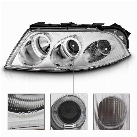 2002 2005 Volkswagen Passat Angel Eye Halo Projector Headlights Chrome