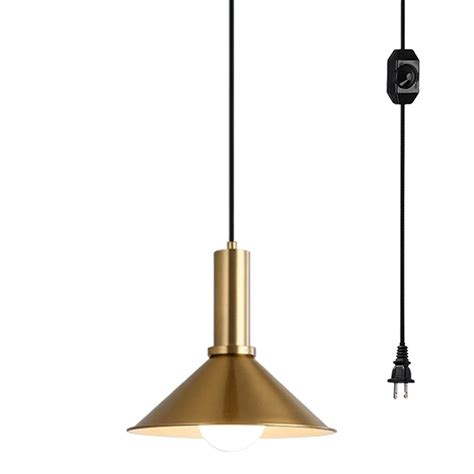 Fsliving Hanging Swag Lamp No Wiring Needed Brass Plating Industrial