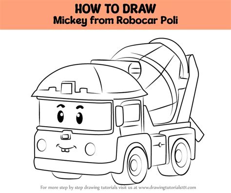 How To Draw Mickey From Robocar Poli Robocar Poli Step By Step