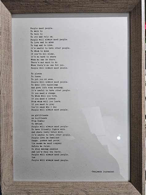 A Benjamin Zephaniah People Need People Poem Print In Frame Etsy Uk