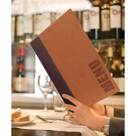 Trendy Light Brown Leather Style A Restaurant Menu Holder Menu Cover