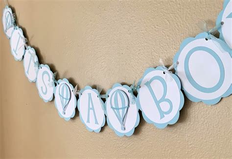Hot Air Balloon Baby Shower Banner Up Up And Away Birthday Etsy