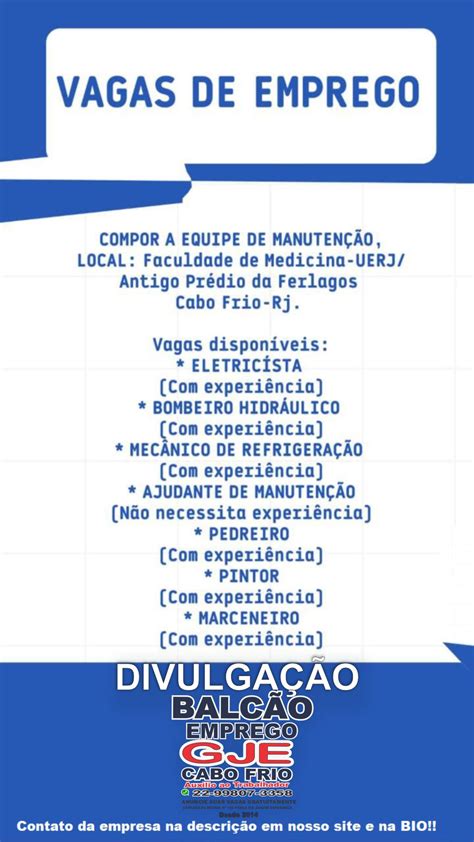 Vagas Para Ajudante De Eletricista - VAGAS PARA - ELETRICISTA - BOMBEIRO HIDRÁULICO - MECÂNICO DE ...