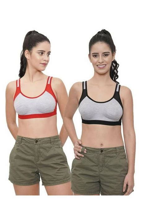 Buy Femula Black And Red Cotton Lycra Sports Bra 40 Pack Of 2 Online At Best Prices In India