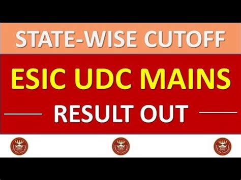 Esic Udc Mains Result Out Esic Udc Mains Statewise Cutoff