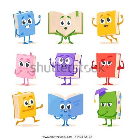 Set Funny Cartoon Books Characters Isolated Stock Vector (Royalty Free ...