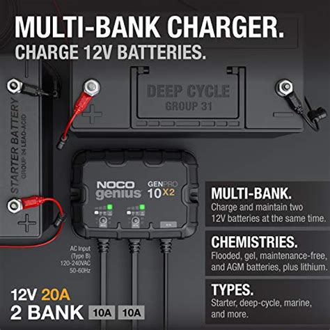 NOCO Genius GENPRO10X2 Chargeur de batterie marine intelligent à 2