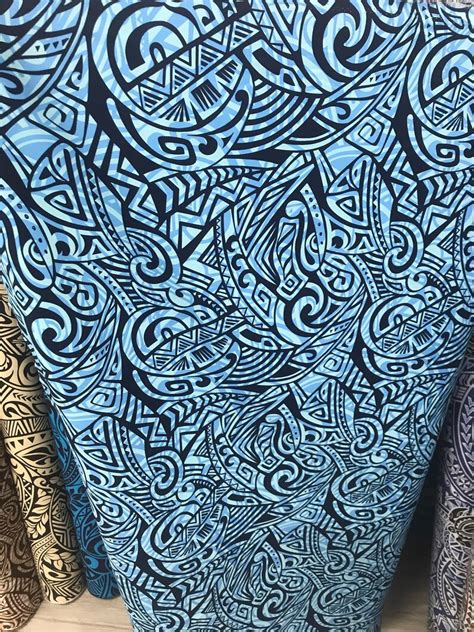 Polynesian Tribal Hawaiian Print Fabric 100 Cotton Blue Etsy