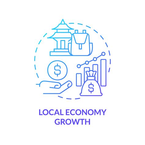 Local economy growth blue gradient concept icon. Tourists engaging