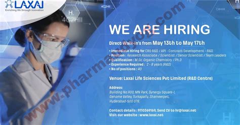 Laxai Life Sciences Walk In Interview For Research Associates 13th