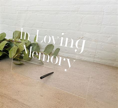 In Loving Memory Memorial Table Sign Acrylic Wedding Sign Etsy