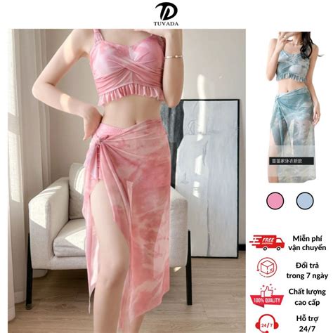 Bikini mảnh loang màu Tuvada đồ đi biển kín đáo che khuyết điểm cực đỉnh đồ bơi nữ cao cấp