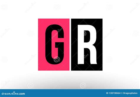 Pink Black White Alphabet Letter Gr G R Logo Combination Icon Design