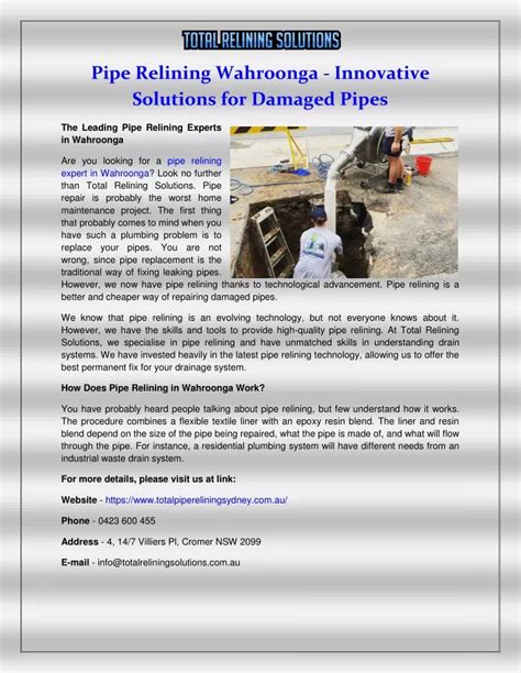 PPT Pipe Relining Wahroonga Innovative Solutions For Damaged Pipes