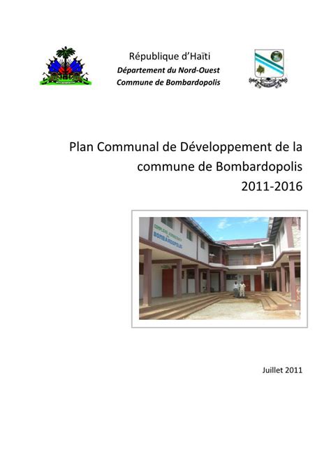 Plan Communal De Développement De La Commune De Bombardopolis 2011 2016