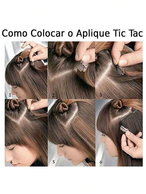 Extens O De Cabelo Em Fibra Org Nica Wig Liso Aplique Tic Tac Para