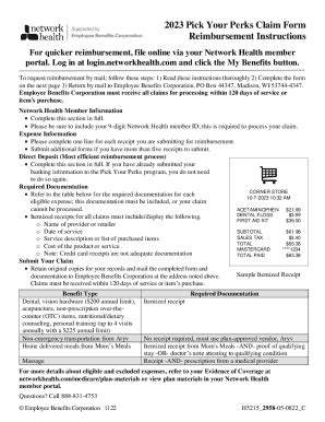 Fillable Online 2023 Pick Your Perks Claim Form Reimbursement