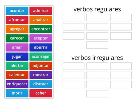 Verbos Regulares E Irregulares Group Sort