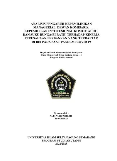 ANALISIS PENGARUH KEPEMILIKAN MANAGERIAL DEWAN KOMISARIS KEPEMILIKAN