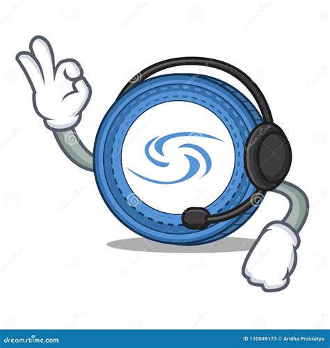 Estilo Dos Desenhos Animados Da Mascote De Syscoin Do Fones De