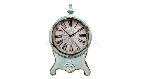 Old Vintage Blue Clock on White Background Stock Image - Image of ...