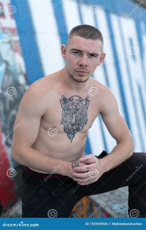 Male Bully With A Naked Torso By Day Stock Photo Image Of Brutal Anger