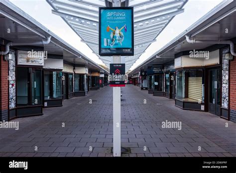 Rows Of Permanently Closed Shops At Festival Park In The Welsh Town Of