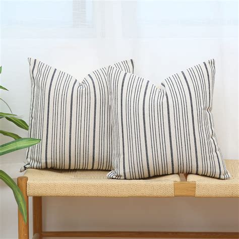 Amazon Kiuree Navy Blue And Cream Farmhouse Throw Pillow Covers