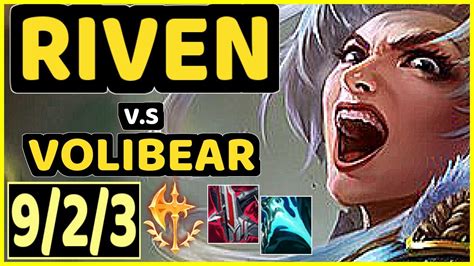 RIVEN Vs VOLIBEAR 9 2 3 KDA TOP GAMEPLAY EUW Ranked MASTER YouTube