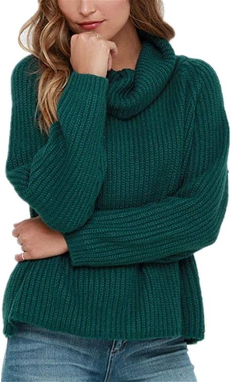 Jersey Cuello Alto Mujer Otoño Invierno Elegantes Moda Vintage Informales Pullover Colores