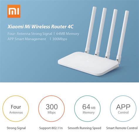 Xiaomi Mi 4c R4cm 300 Mbps 4 Antenna Router Global Version