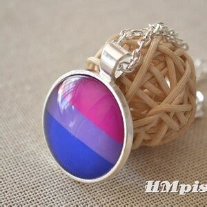 Bisexual Pride Necklace Glass Dome Pendant LGBT Gift Gay Pride Cabochon Charm Jewelry Gay