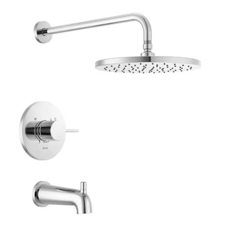 Delta Modern Handle Wall Mount Tub And Shower Trim Kit In Chrome