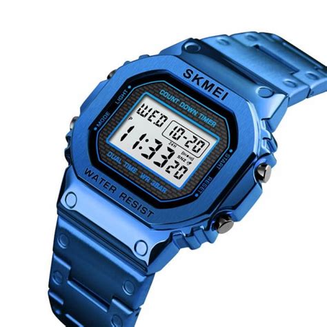 Skmei New Men S Digital Watches Luxury Stainless Steel Square