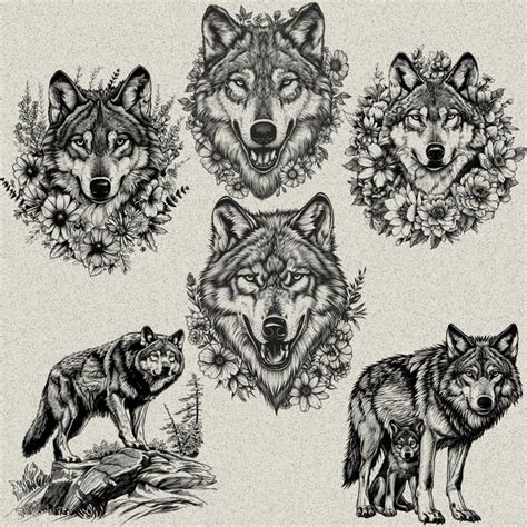 Detailed Wolf Designs Svg Png Bundle For Laser Engraving Or Print