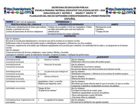 Planeaciones De Primer Grado De Primaria 2021 2022 Primer Trimestre