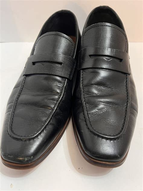 Mens Aldo Slip On Leather Penny Loafer Black Size 8 Us Gem